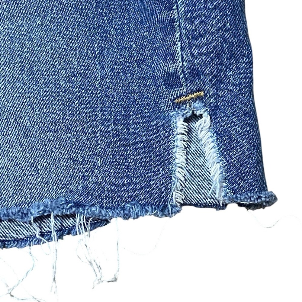 Old Navy OG Straight High Rise Button Fly Distressed Denim Shorts Preppy Blue 12 - Picture 9 of 9